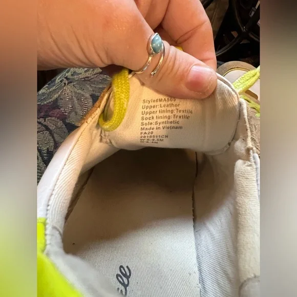 Madewell White and Tan Sneakers with Neon Highlights - Picture 4 of 10